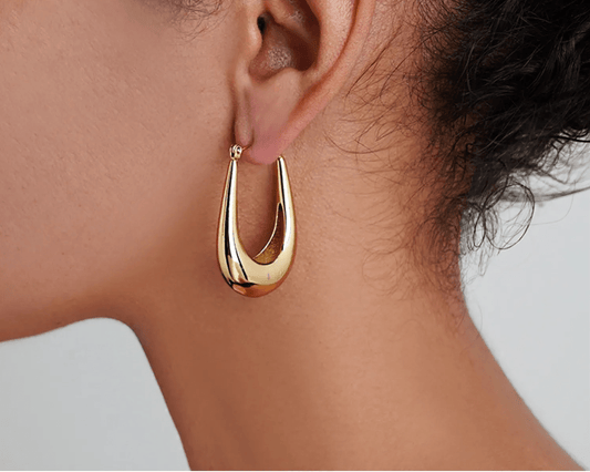 Élan Earrings – Gold Teardrop Hoop Earrings - Luzza Studio
