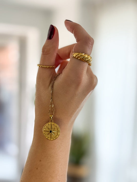 North Star Medallion Gold Compass Medallion - Luzza Studio