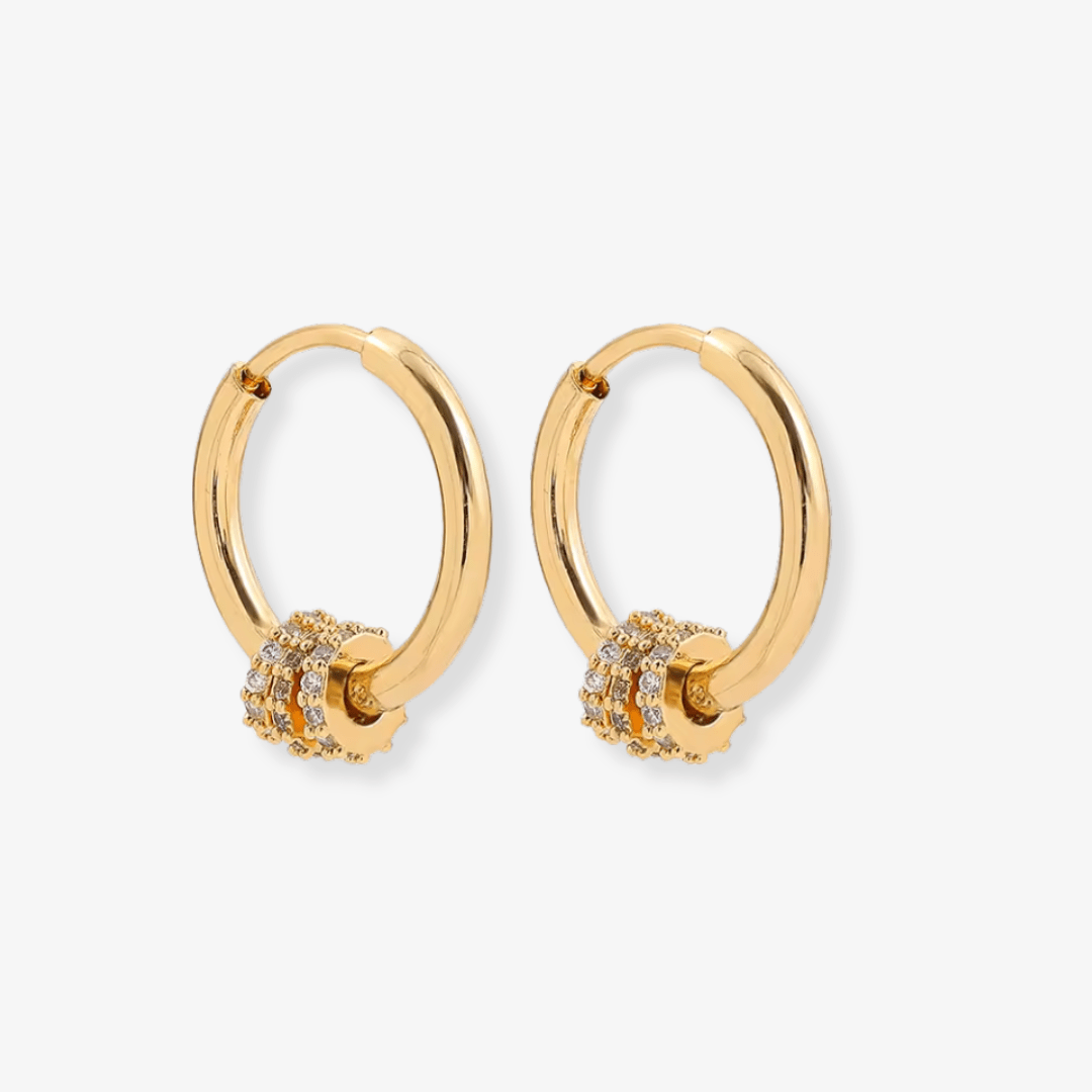 Mini Glow Hoops – Gold with CZ Charm - Luzza Studio