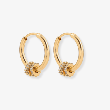 Mini Glow Hoops – Gold with CZ Charm - Luzza Studio