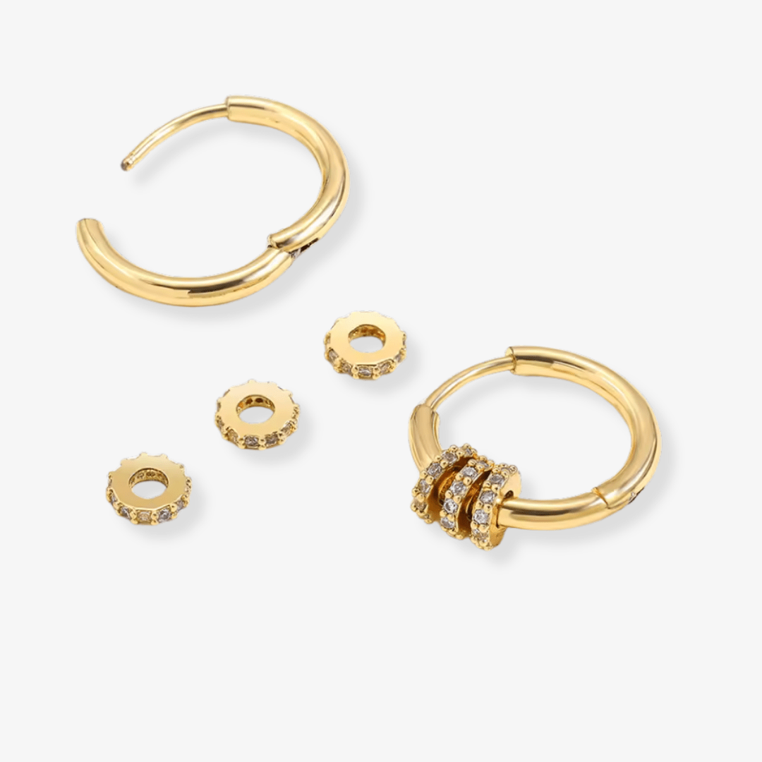 Mini Glow Hoops – Gold with CZ Charm - Luzza Studio