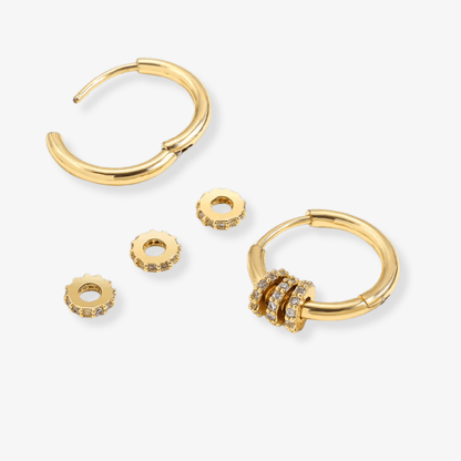 Mini Glow Hoops – Gold with CZ Charm - Luzza Studio