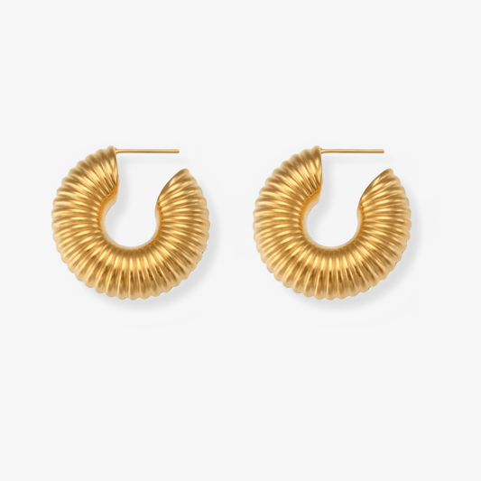 Riviera Hoops – Ribbed Gold Curves - Luzza Studio