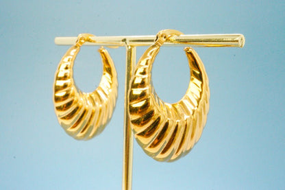 Solène Earrings – Vintage Gold Drop Hoops - Luzza Studio