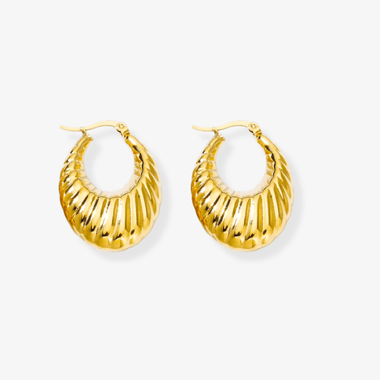 Solène Earrings – Vintage Gold Drop Hoops - Luzza Studio