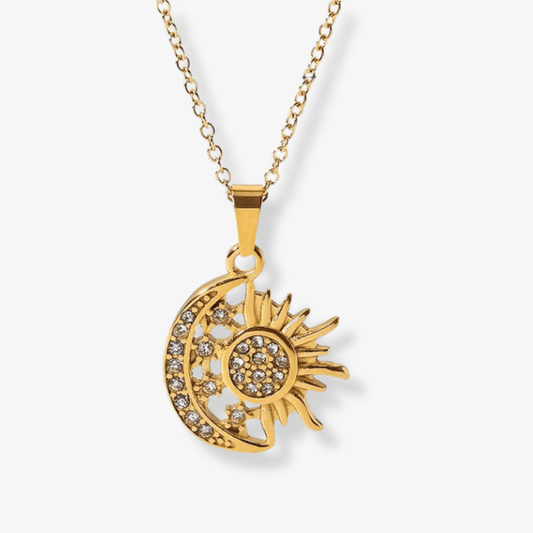 Soluna Necklace Gold Sun & Moon Pendant - Luzza Studio