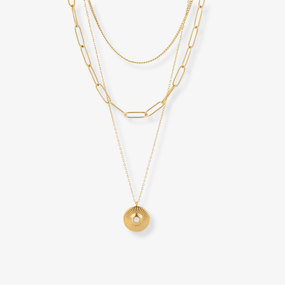 Trio Shine Pendant Gold Layered Pendant Set - Luzza Studio