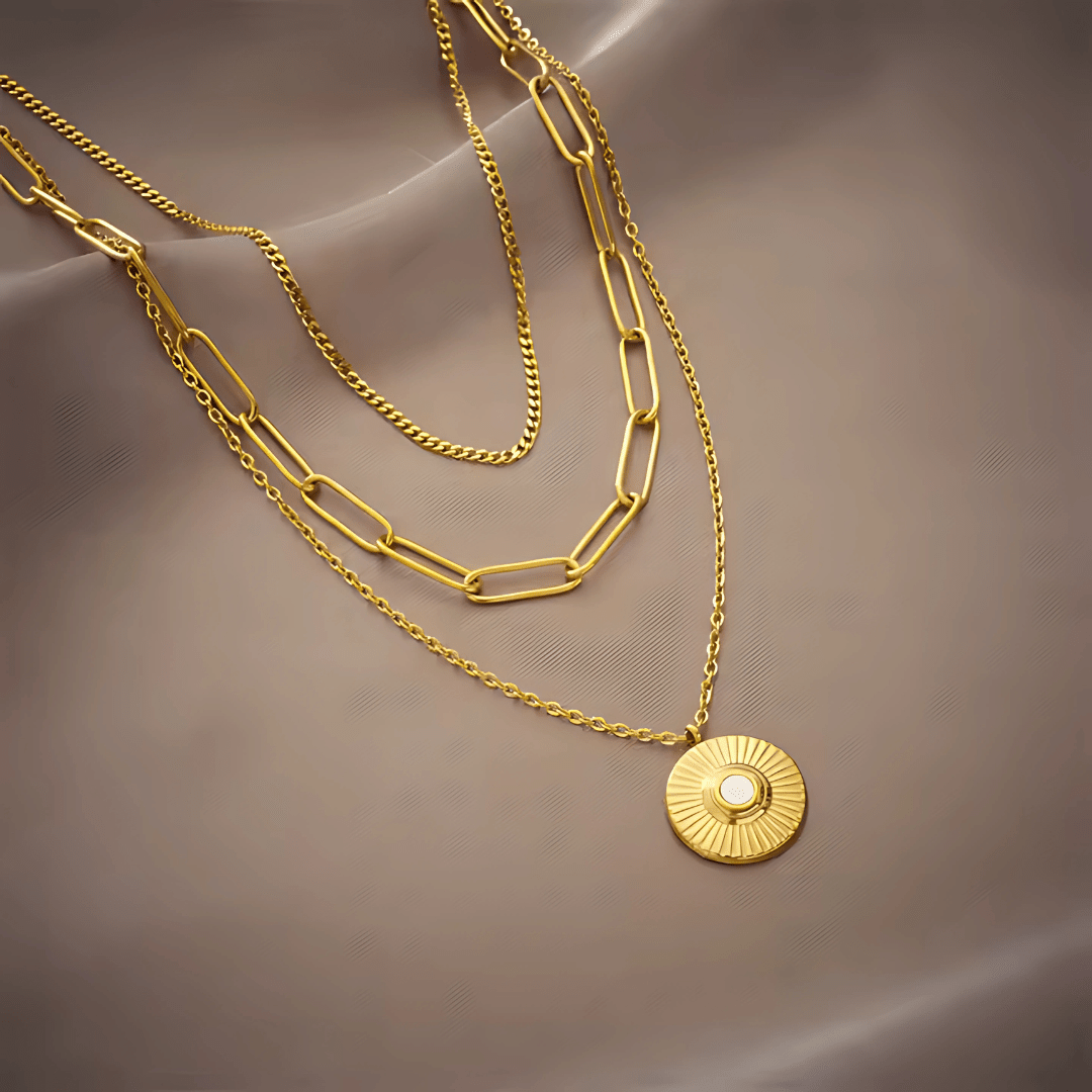 Trio Shine Pendant Gold Layered Pendant Set - Luzza Studio