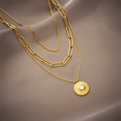 Trio Shine Pendant Gold Layered Pendant Set - Luzza Studio