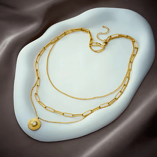 Trio Shine Pendant Gold Layered Pendant Set - Luzza Studio